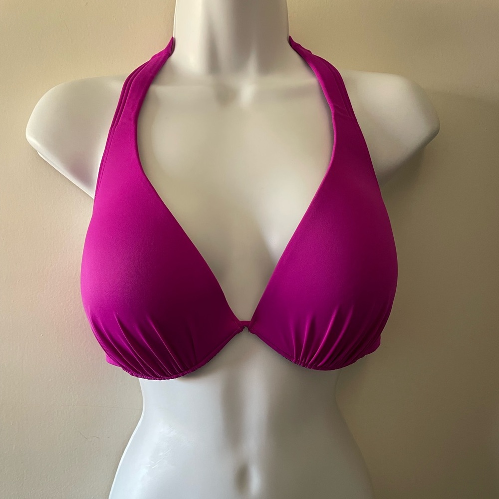 Victoria's Secret Bikini Top Size 34DD Pink Push Up Padded Halter